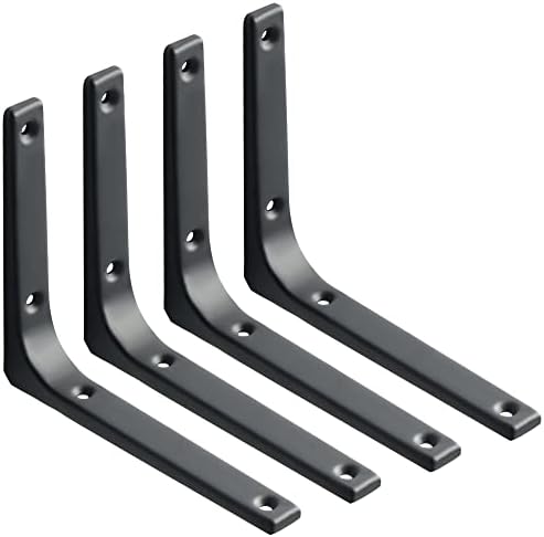 SAYAYO Wall Shelf Bracket Black, 6 X 5 Inch Heavy Duty L Bracket for Wood