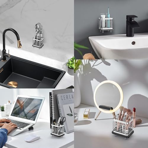 Toothbrush Holders for Bathroom, Adhesive Electric Toothbrush Holder with Fast Dry Tray Wall Mounted Toothbrush Holder S