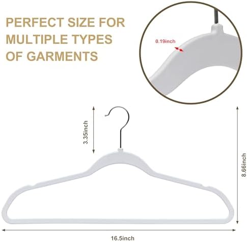 Quality Hangers 10 Pack Slim Plastic Hangers for Clothes - 16.5" Won't Crease Your Clothes, Heavy Duty Non-Velvet Black Hangers, 360° Swivel Chrome Hook Dresses Coats Shirts (10, White)