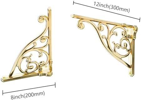 Heavy Duty Solid Stand,12 Inch 2 Pack Gold,Right Angle Wall Panel Support Bracket,Decorative Shelf Bracket,Heavy Duty Vi