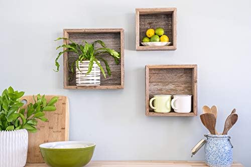 BARNWOODUSA Rustic Shelves, Deluxe Square Floating Wood Shadowbox, Home Dec