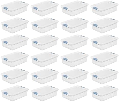 Sterilite Latching Box with Lids for Home and Office, 32 Quart, 24-Pack