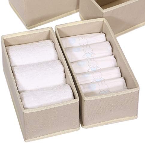 DIOMMELL 6 Pack Foldable Cloth Storage Box Closet Dresser Drawer Organizer Fabric Baskets Bins Containers Divider with Drawers for Clothes, Underwear, Bras, Socks, Lingerie, Clothing