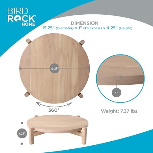 BIRDROCK HOME Elevated Lazy Susan | Rotating Acacia Wood Platter with Raised Legs | Ideal for Serving, Organizing, and D