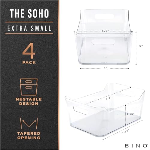 BINO | Plastic Organizer Bins, X-Small - 8 Pack | THE SOHO COLLECTION | Multi-Use Organizer Bins | Pantry & Freezer Bin 