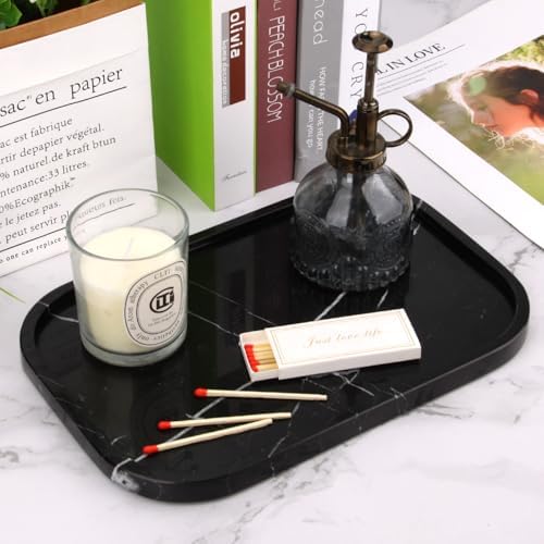 Marble Bathroom Vanity Decorative Tray, Black Marquina, 12 * 8 * 0.8