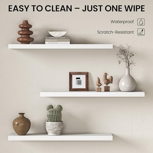 Fun Memories Floating Shelves for Wall 36 Inch, Set of 2 – Wall-Mounted Storage & Display Shelf with Invisible Bracket, 