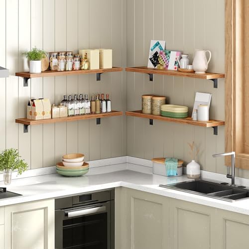 HOOBRO Floating Shelves for Wall, 31.5" Wall Mounted Shelves Set of 2