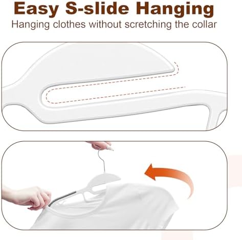 HOUSE DAY Slim Plastic Hangers with Non Slip Rubber Pads, 50 Pack, White