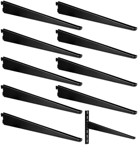 Yalikop 10 Pack Adjustable Shelf Brackets for Double Track System Closet Organization Heavy Duty Wire Shelf Brackets (Bl