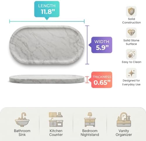 11.8 x 5.9 Inch Carrara White Oval Marble Tray