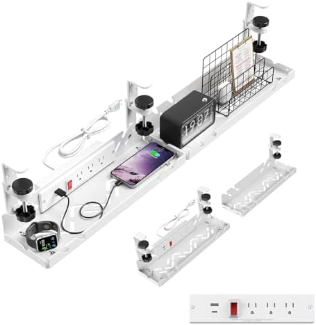 CABTE Under Desk Cable Management Tray with Power Outlet