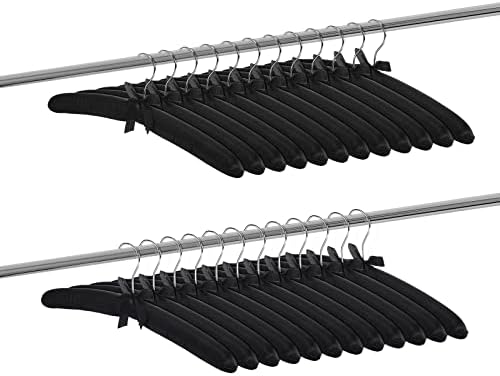 Jetec 24 Pack Satin Padded Hangers for Women Clothing 15",Black