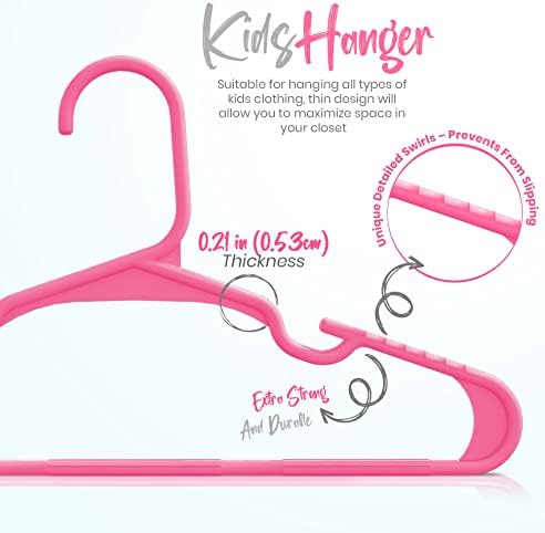 Utopia Home Kids Hangers 20 Pack – 11.5 Inch Baby Closet Hangers Pink