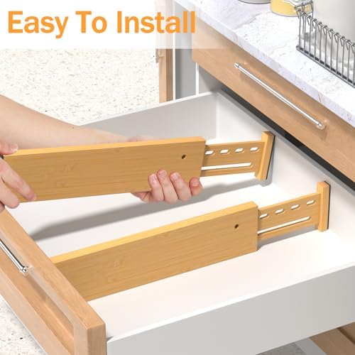 Bamboo Drawer Dividers, 4" High Drawer Organizers for Clothes/Utensils