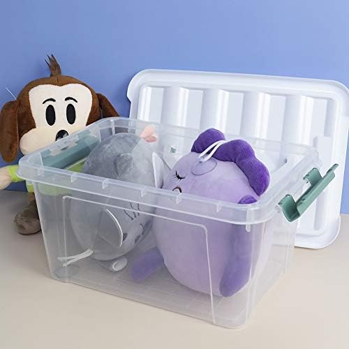 6 Pack Small Container Bins, Clear Plastic Storage Boxes with Lids, 11.14''L x 7.75''W x 5.67''H