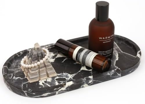 Natural Black Marble Bathroom Tray, 12 x 6 in, Vanity Tray