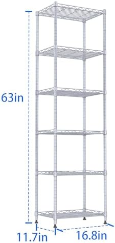 REGILLER 6 Wire Shelving Steel Storage Rack Adjustable Unit Shelves for Laundry Bathroom Kitchen Pantry Closet(Silver, 1