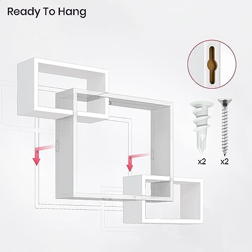 Ballucci Wooden Interweave Floating Wall Mounted Shelves, Horizontal and Vertical Display Storage Shelf for Living Room 