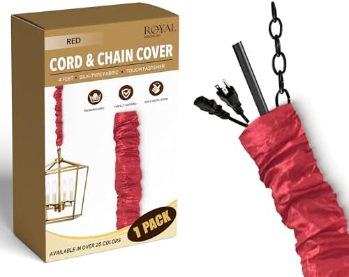 Royal Designs, Inc. CC-24-RD Red Cord & Chain Cover 4' Silktype Fabric Touch Fastener, Red