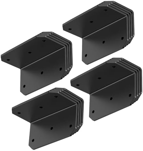 2x4 Inch 90 Degree Corner Bracket, 200 LBS, Black, 16 Pack