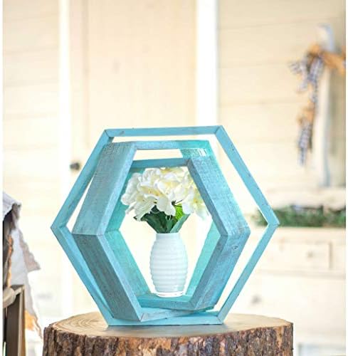BARNWOODUSA Hexagon Floating Shelves Set of 3 Rustic Farmhouse Reclaimed Wo