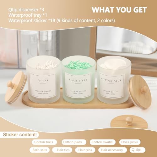 3 Pack Qtip Holder - Bathroom Organizers and Storage, Cotton Round Holder Cotton Swab Dispenser Cotton Ball Holder with 