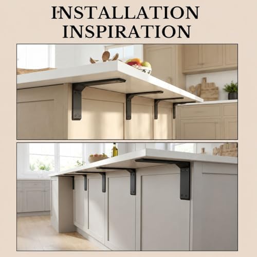 Countertop Brackets 12 –16 Inch Heavy Duty L Bracket – 11.5"x2.5"x7" (5/16" Thick / 8mm) Black Mantel Brackets & Corbels