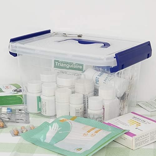 Pekky 3.5 Quart Small Plastic Lidded Storage Box with Blue Handle, 6 Packs