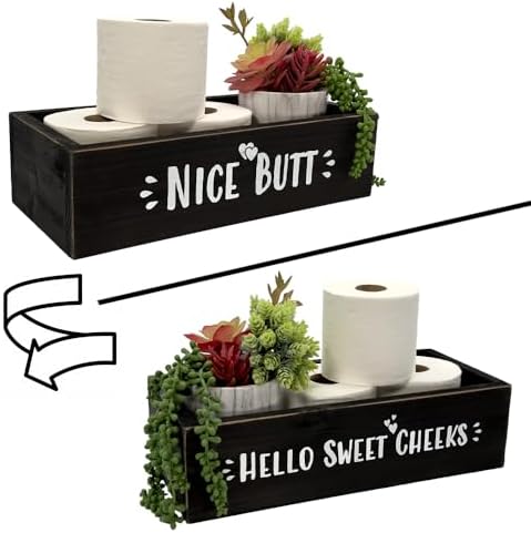 Admired By Nature Hello Sweet Cheeks Solid Wood Toilet Paper Holder, Farmhouse Décor, Toilet Paper Storage, Bathroom Acc