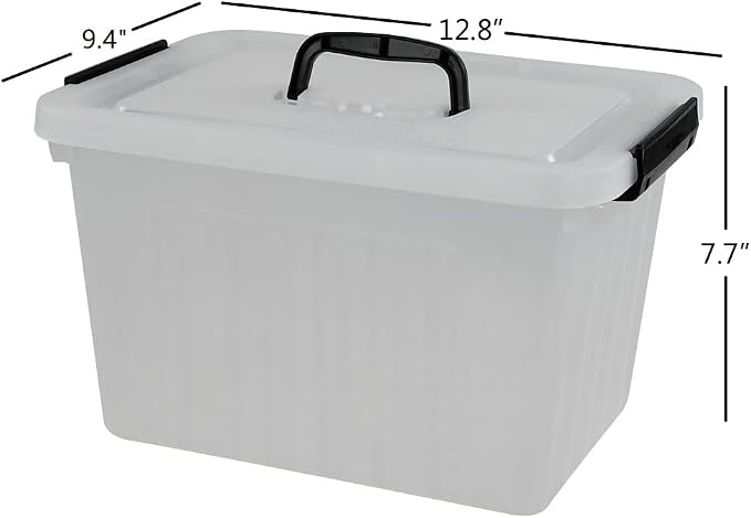 Ramddy 12 Quart Clear Storage Box with Lid and Black Latches, 1 Pack