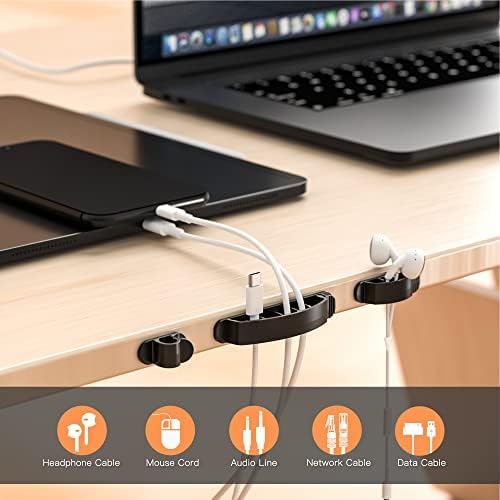 Cable Management Box 2 Pack with 16 Cable Clips Set-Large & Medium & Small Wooden Style Cable Organizer Box to Hide Wire
