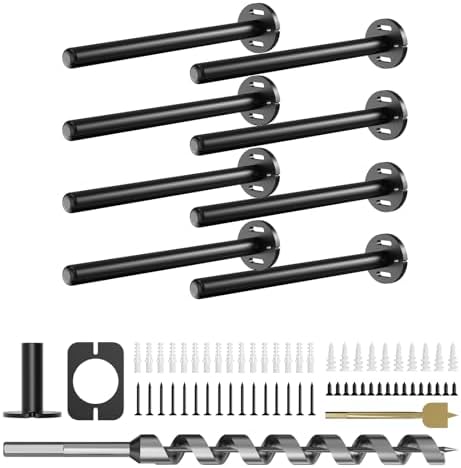 8pcs Wall Shelf Brackets Heavy Duty Floating Shelf Bracket Hidden,Invisible Black Shelving Brackets Decorative Floating 