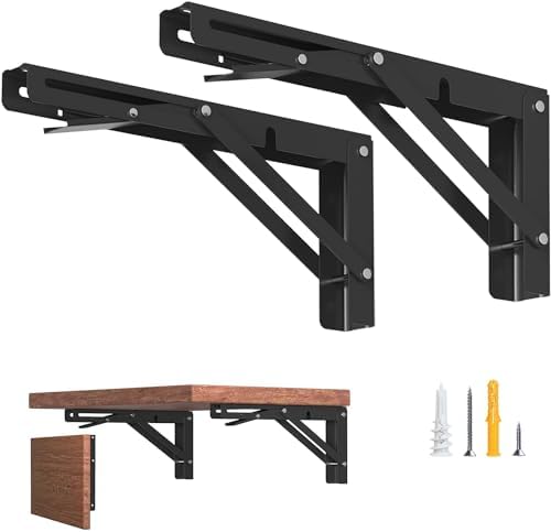 8-Inch Foldable Shelf Brackets for DIY Folding Shelves or Tables, Collapsible Heavy Duty Metal Brackets, Maximum Load 30