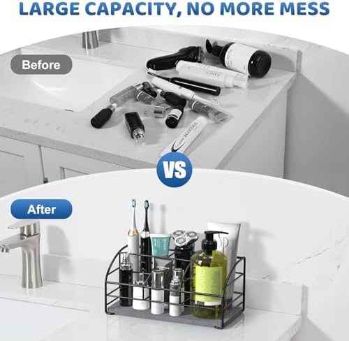 Luxspire 5 Slots Toothbrush Holders with Diatomaceous Earth Tray, Black