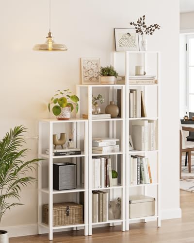 Open Book Shelf, 5 Tier Tall Bookshelf, Freestanding Shelf Narrow Bookcase with Open Shelves, 14.96" x 10.63" x 53.54", 