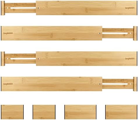 Adjustable Bamboo Drawer Dividers for Clothes, Kitchen Utensils, Office Desks, Bathroom Accessories, Socks and Underwear
