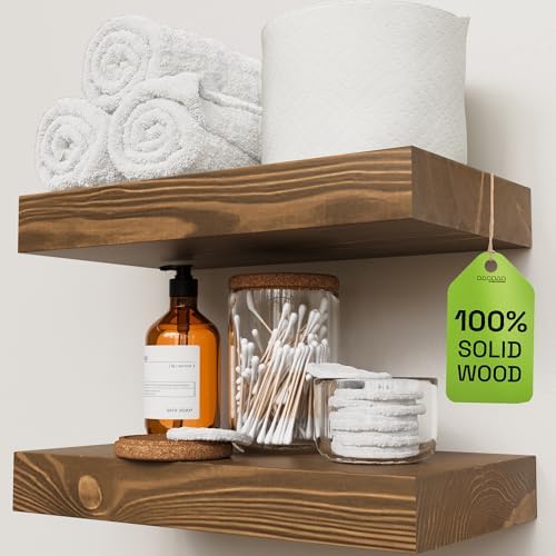 Solid Wood Floating Shelves for Wall 12 Inch Walnut, Small Wooden Shelf