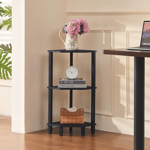 YUFAM 3-Tier Corner Shelf, Black