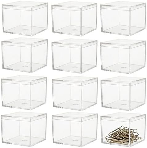 KissYou 12-Pack Acrylic Square Cube Jewelry Candy Box, 2.17x2.17x1.77 Inch