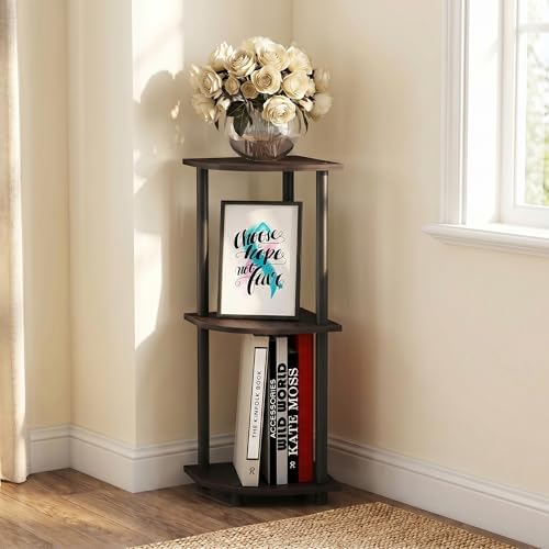 3-Tier Corner Shelf, Display Storage Shelves with Open Shelves, Corner Bookshelf for Organization and Storage, Home Offi