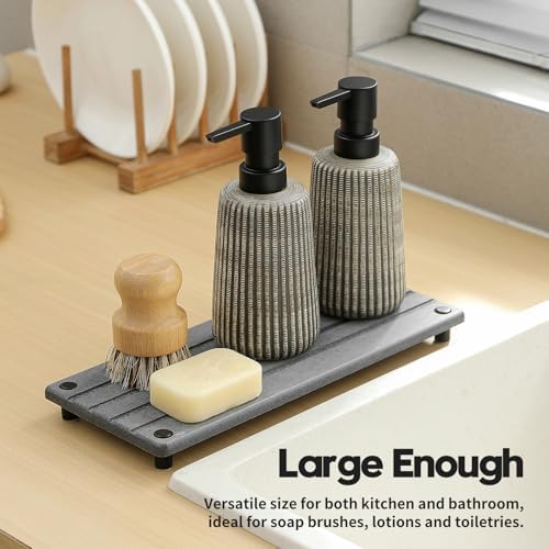 Razborci Instant Dry Sink Caddy Kitchen Sink Organizer, Quick Drying Stone Tray Diatomite Sponge Holder Soap Dish, Bathr