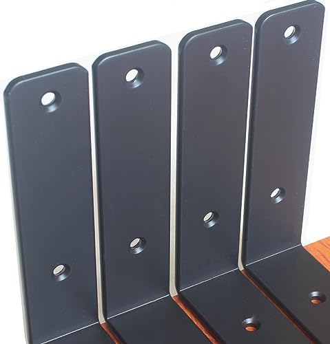 32 Pack - L 6" x H 6" x W1.5, 5mm Thick Black L Shelf Bracket, Iron Shelf Brackets, Metal Shelf Brackets, Floating Shelf