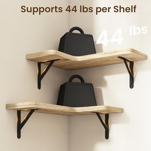 Venusmiles Corner Floating Shelves Set of 4, Wall Mounted L-Shaped Storage - Maximize Unused Corner Space in Bathroom, K