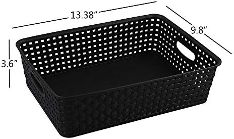 Bringer 4-Pack Classroom Storage Baskets, Large Plastic Paper Trays, Black