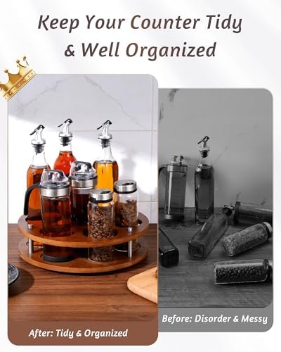 Rotating Wood Tumbler Organizer, 30 oz 40 oz Spinning Turnable Tumblers Holder, 360° Rotatable 7 Large Cups Bottle Tumbl