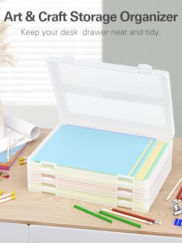 8-Pack A4 Plastic Paper Organizer Box, Scrapbook Storage for 8.5” x 11” Letter Papers, Portable Document Holder, Board G