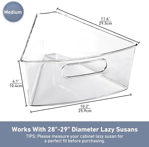Leeden Lazy Susan Cabinet Organizer, 1/8 Wedge Bins for 28in, 8 Pack