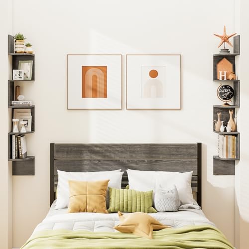 Tangkula 50''H Corner Shelf Wall Mount, 5-Tier Wooden Storage Organizer