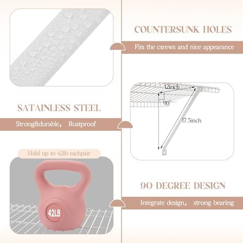 2 Pcs Support Brackets for 12in Wide Shelving Wire Wire Shelf Brackets Closet Rod Bracket Closet Support Bracket with An